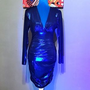 Zara xs metallic blue dress